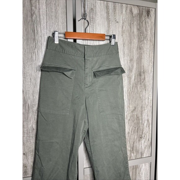 ATM Pants Size 0 Flare Cropped Leg Patch Pockets with Flap Green Color - Picture 2 of 7